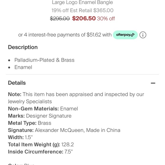 Alexander McQueen Wide Logo Skull Bangle Bracelet Blue NWOT Rare NWOT $365 - Picture 5 of 5